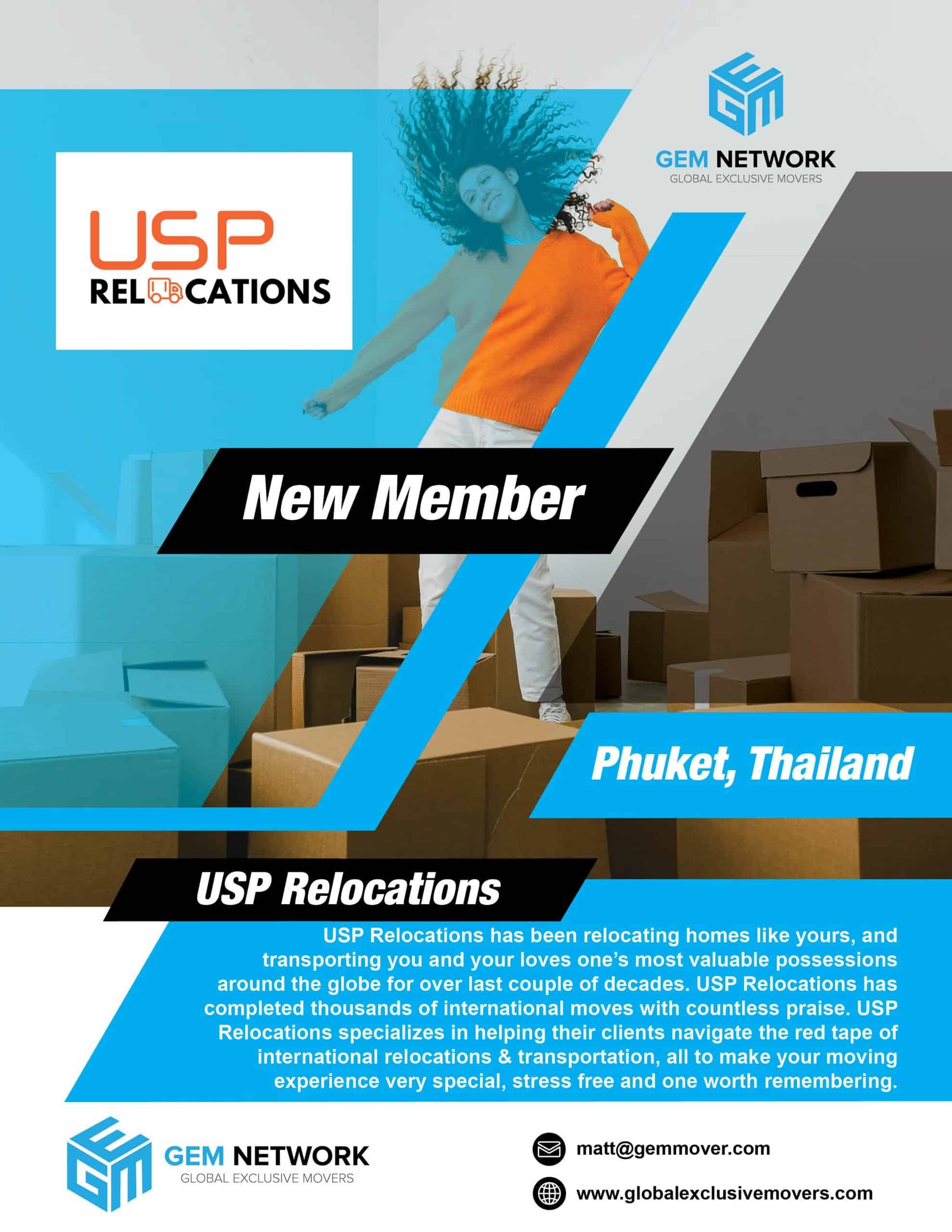 New Member Announcement - Phuket, Thailand - USP Relocations joins GEM 